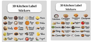3D Waterproof Kitchen Label Stickers (Pack of 60,120,180 Stickers)